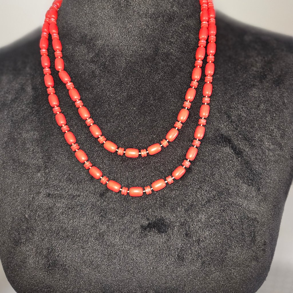 Costume Red Beads Necklace 46 Inches Long